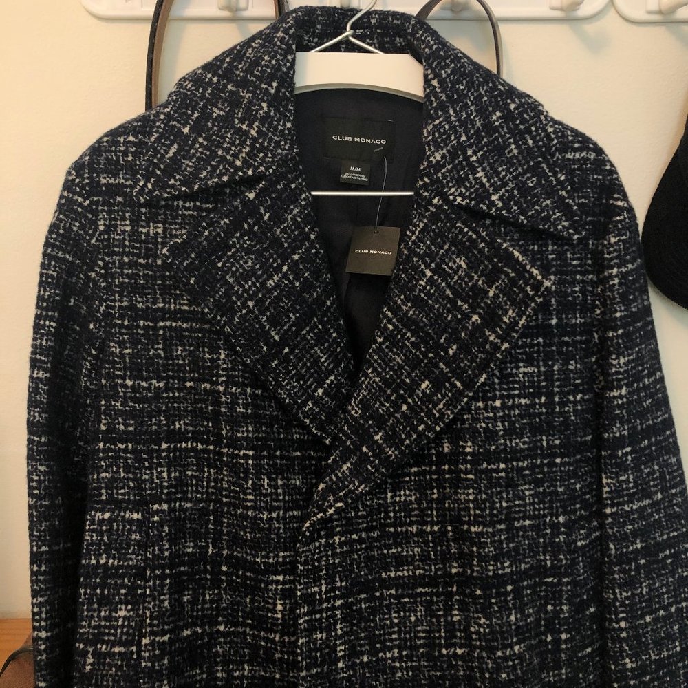 Club monaco coat textured belted coat